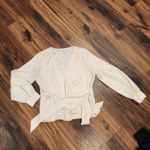 Topshop flowy polkadot blouse with waist tie